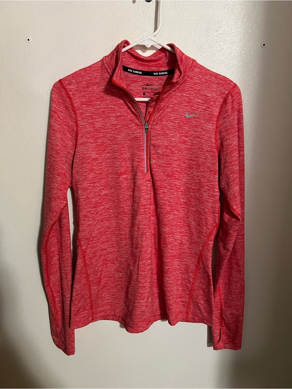 NIKE Running Classic Reflective Long Sleeve Athletic Quarter Zip Orange Wms Sz S - Picture 1 of 6